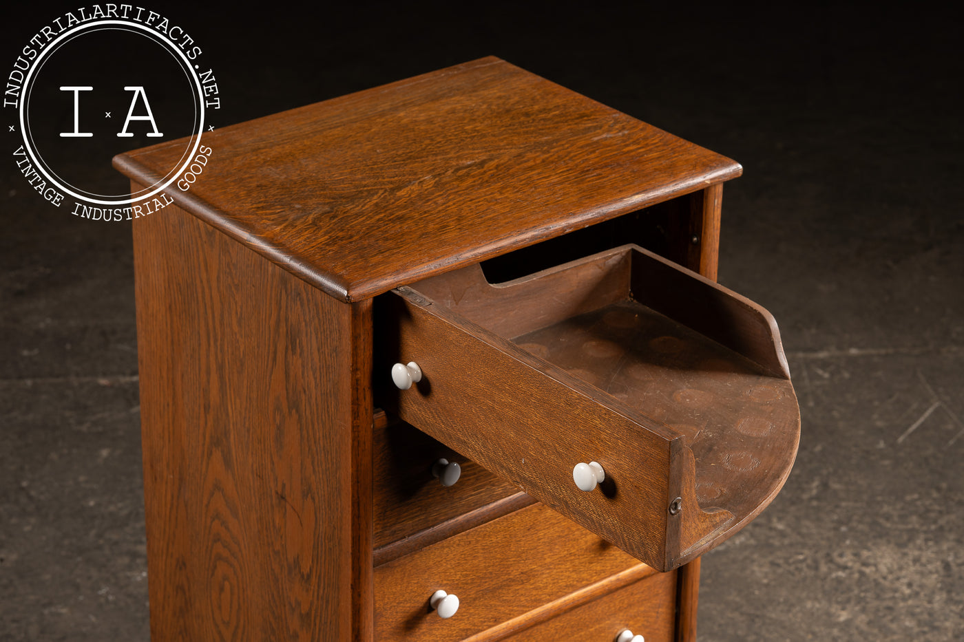 Vintage Oak Six-Drawer Swing-Out Cabinet