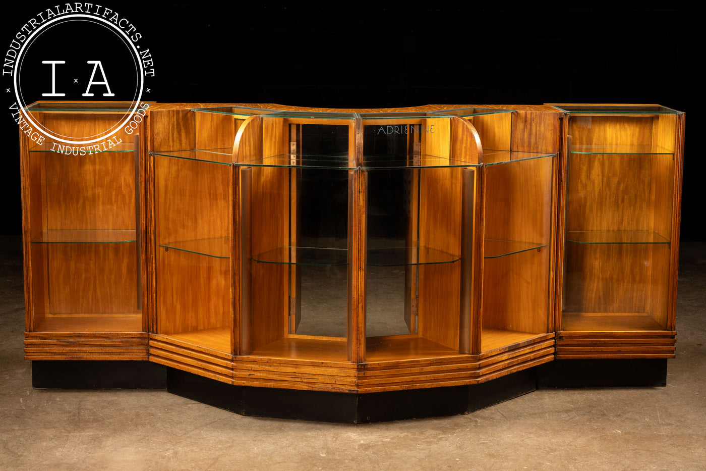 Art Deco Lighted Oak Display Counter