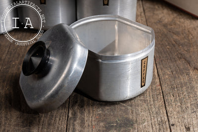 Set Of Four Midcentury Aluminum KROMEX Pantry Containers