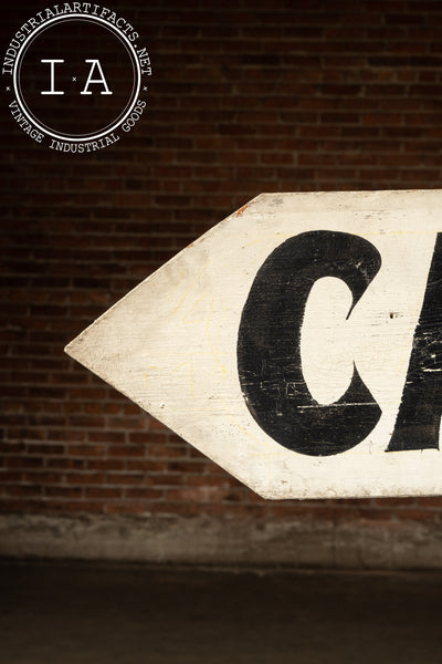 Vintage Painted "Cabins" Roadside Directional Arrow Sign