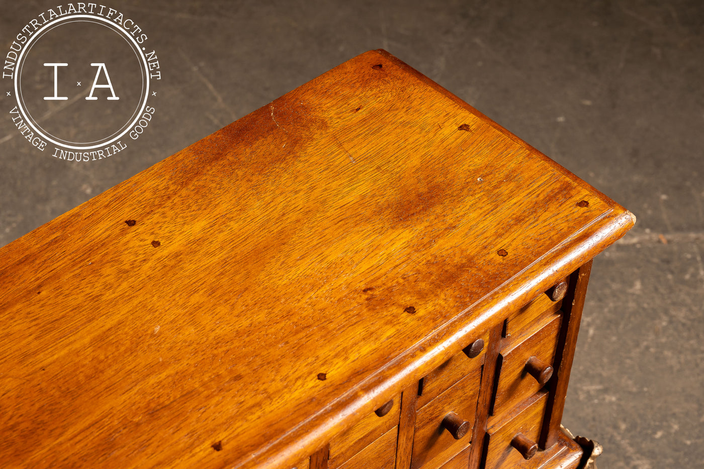 Early 20th Century 18-Drawer Apothecary Cabinet on Cabriole Brass Stand