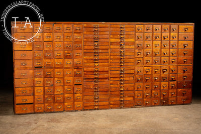 Massive 168-Drawer Oak Parts Cabinet