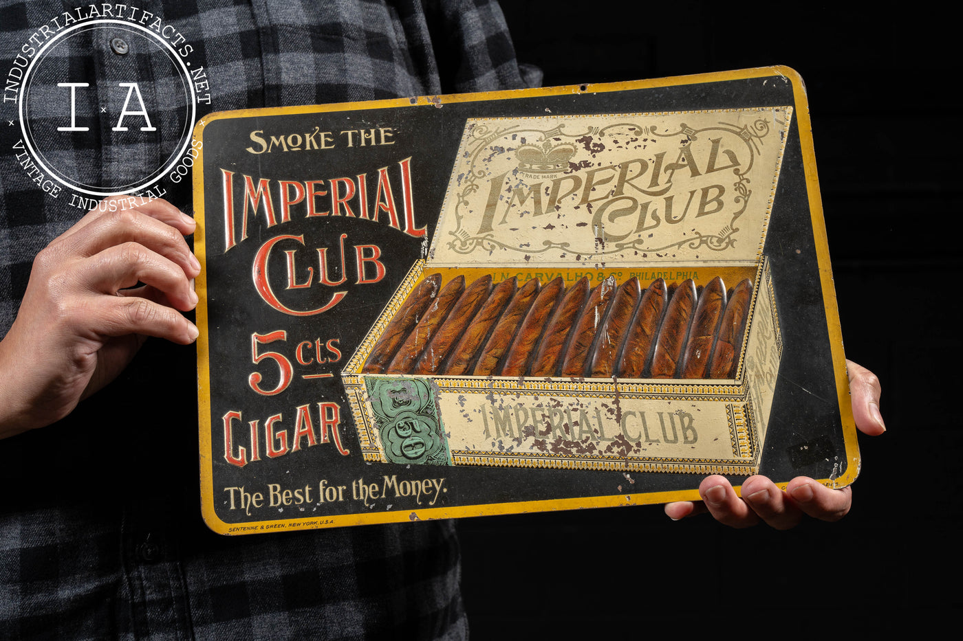 Antique Imperial Club Cigar Embossed Tin Litho Sign