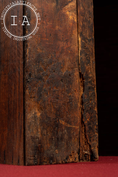 Early Wooden Parts Cabinet with Metal Drawers