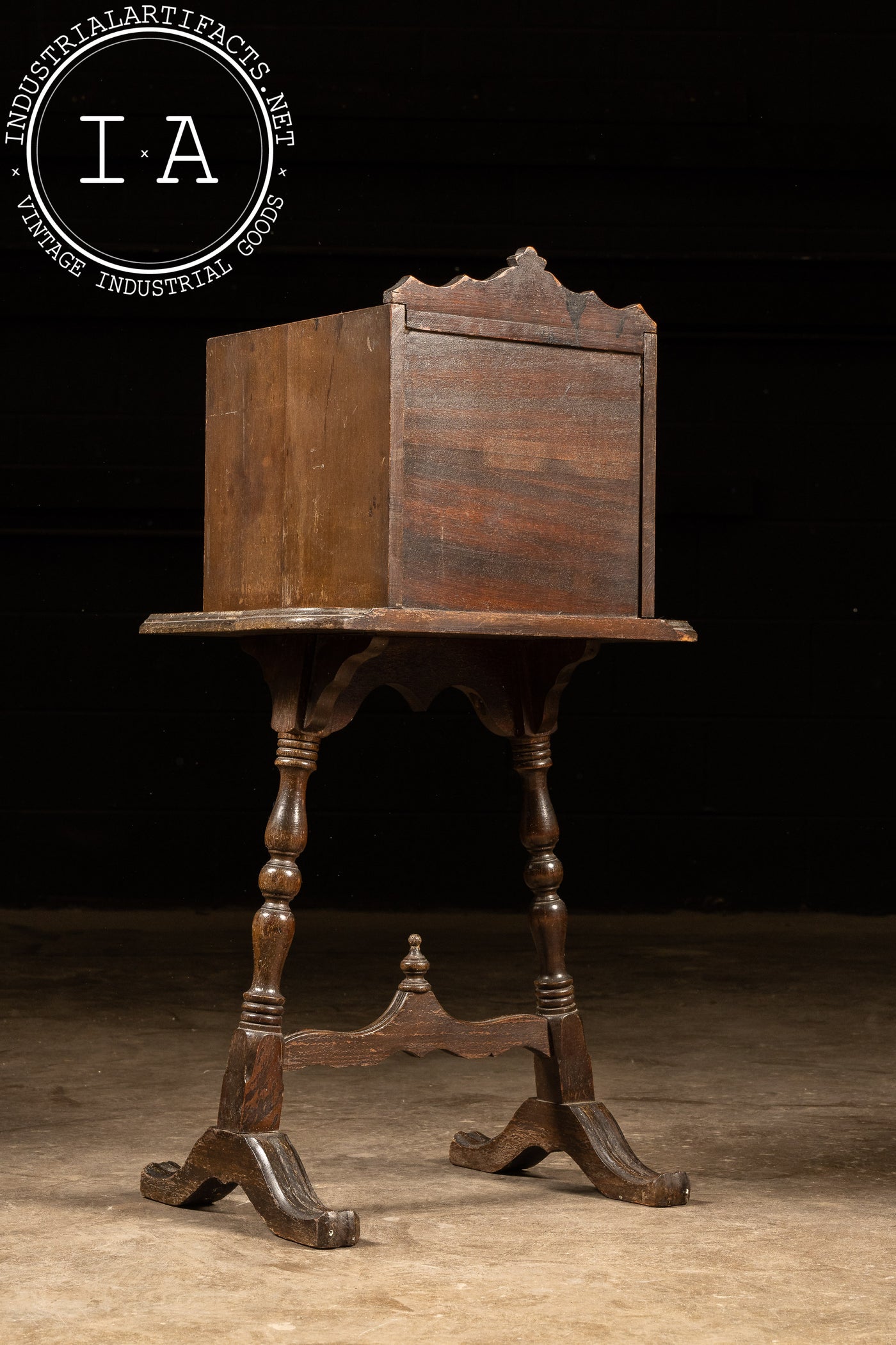 Early Walnut Humidor Smoking Stand