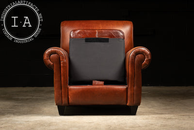 Contemporary Leather Club Chair in Burnt Orange