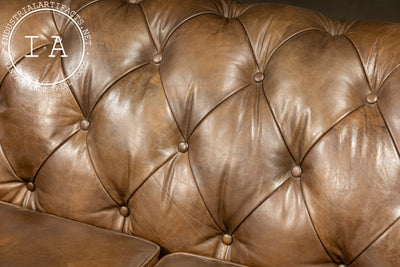 Vintage Chesterfield Tufted Leather Sofa with Cushions in Brown