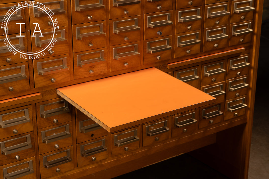 Vintage 60-Drawer Oak Card Catalog – Industrial Artifacts