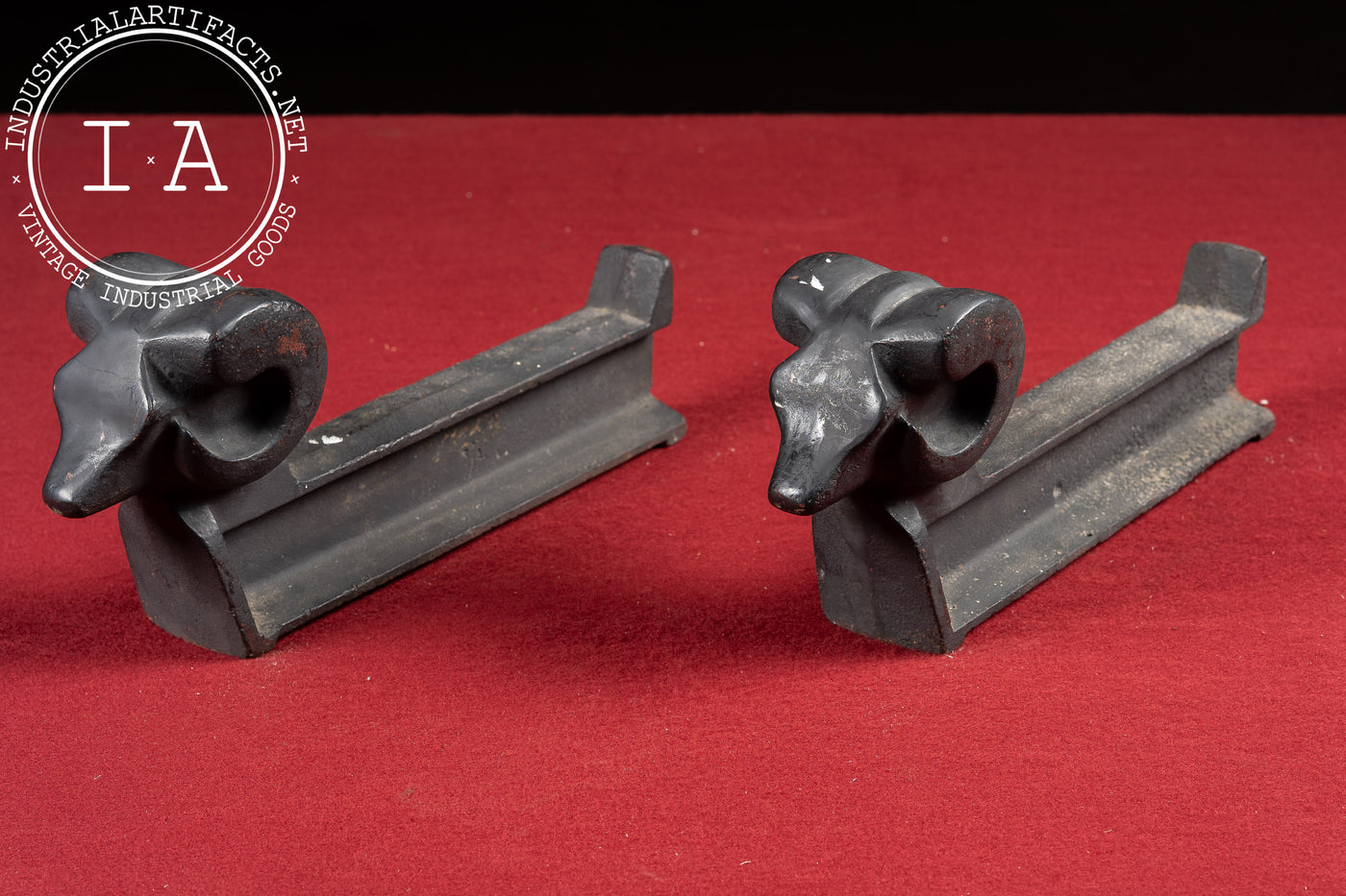Early 20th Century Decorative Cast Iron Ram Andirons