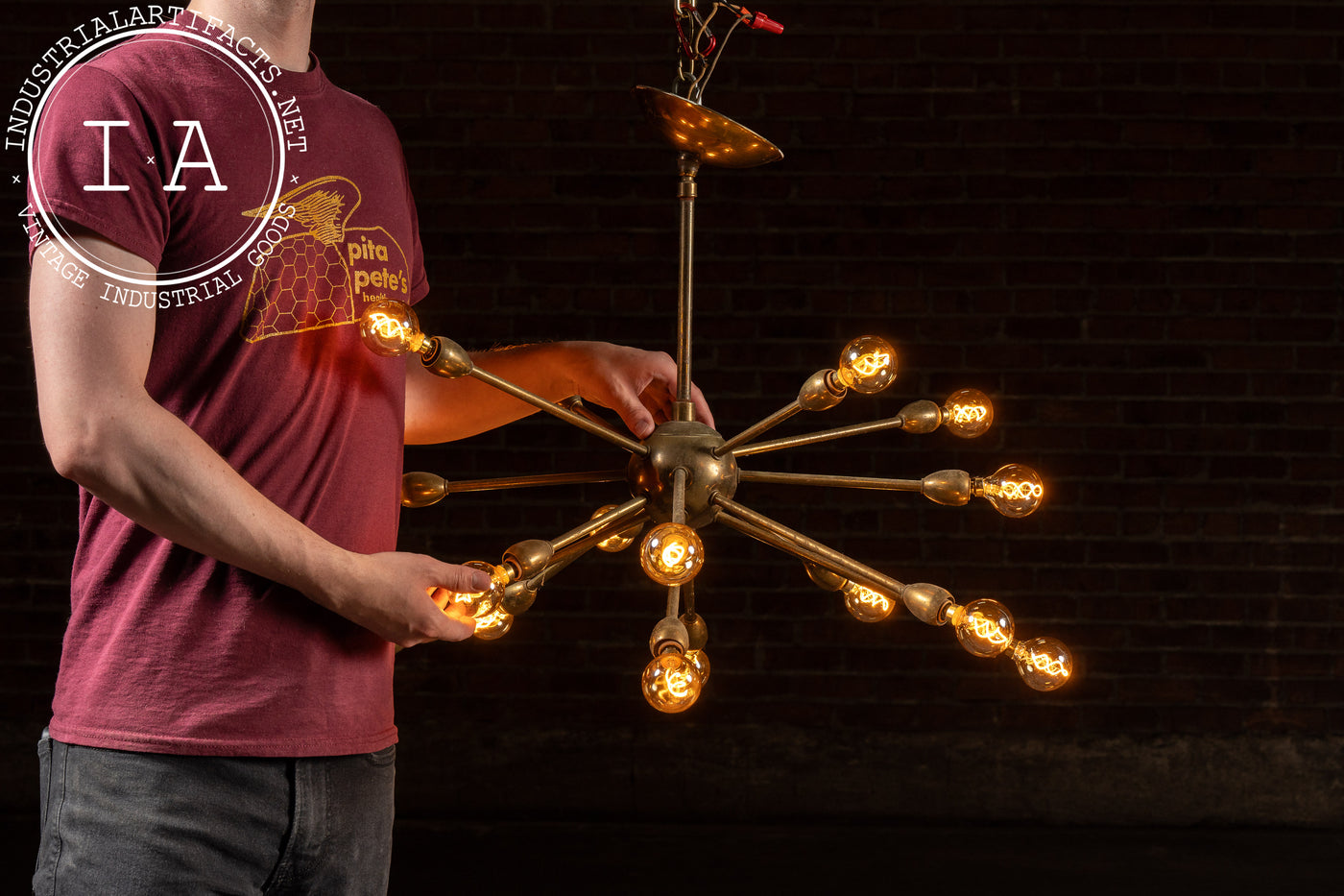Vintage Space Age Brass Sputnik Ceiling Fixture
