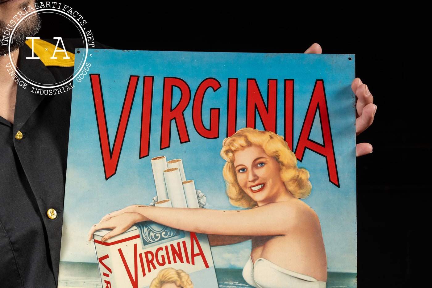 Vintage Virginia Cigarettes Tin Litho Sign