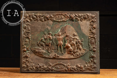 Landing Of Christopher Columbus | Antique Embossed Metal Plaque