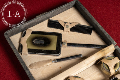 c. 1930s Art Deco 9-Piece Vanity Kit in Travel Case