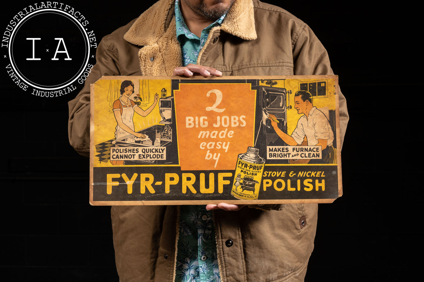 Vintage Fyr-Pruf Stove Polish Cardstock Ad