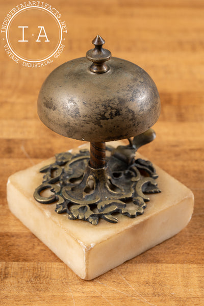 Late 19th Century Art Nouveau Brass Bell On Block