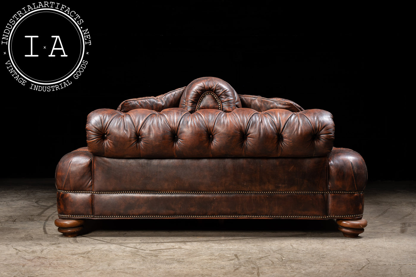 Vintage Double-Sided Chesterfield Couch in Brown