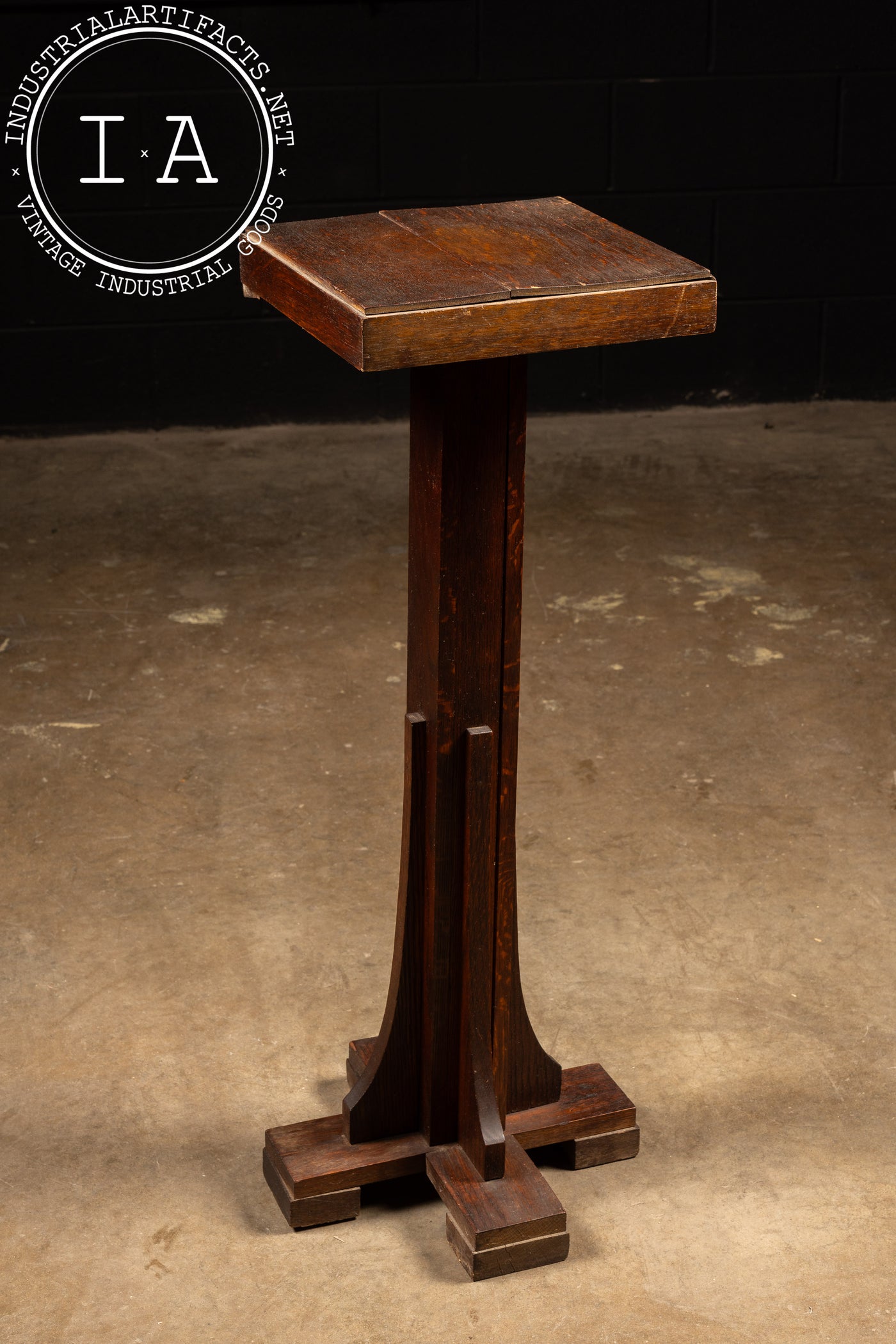 Antique Mission Style Wooden Pedestal