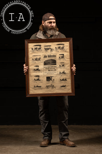 Antique John Hollenstein Carriage Factory Broadside, Framed