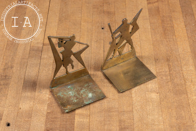 Vintage Brass Abstract Art Deco Bookends