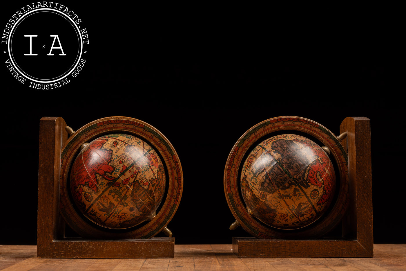 c. 1970 Italian Revolving Globe Bookends