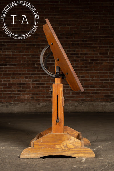 Small Antique Adjustable Wooden Drafting Table