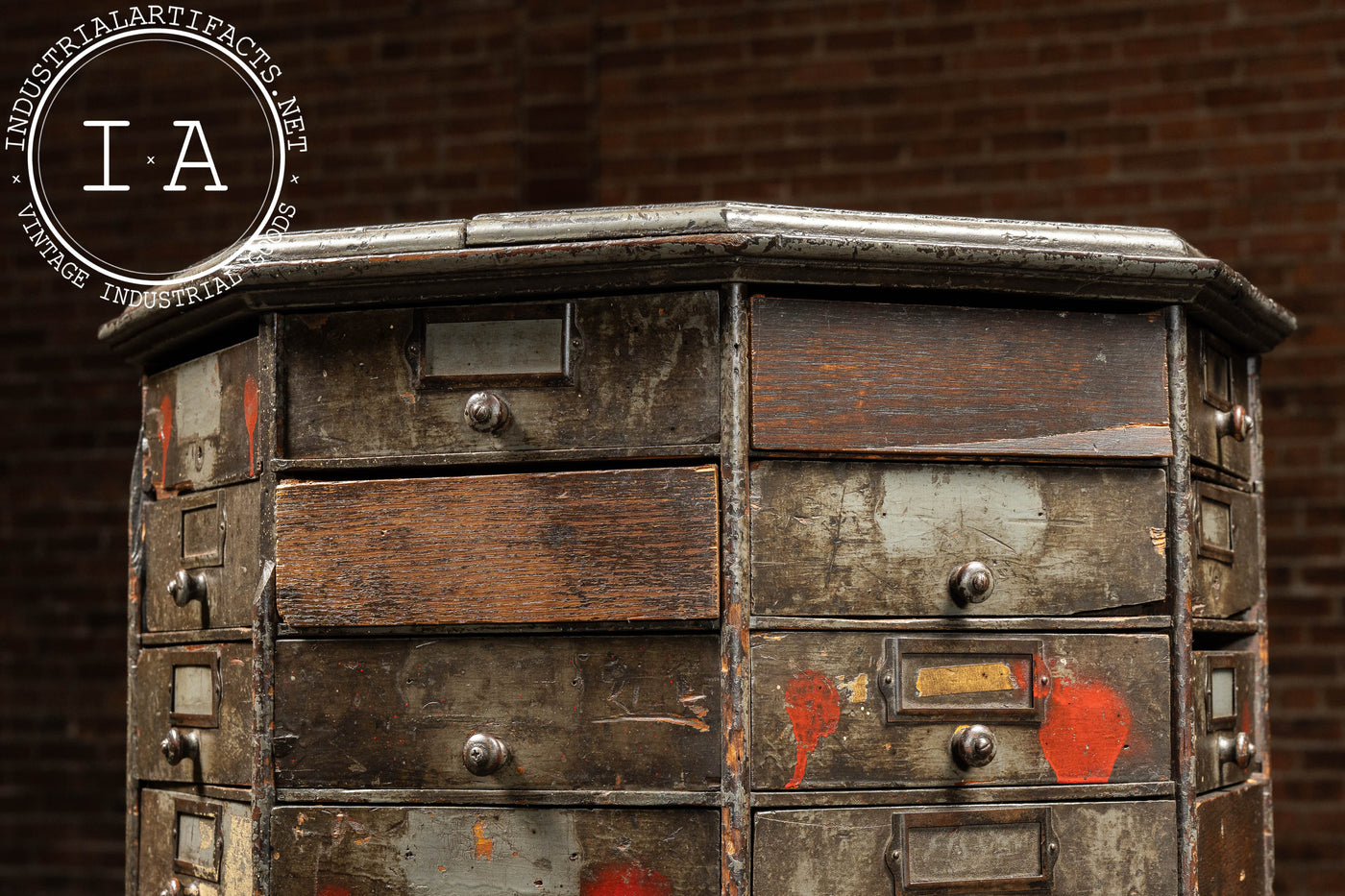 Antique Wooden American Bolt and Screw Cabinet