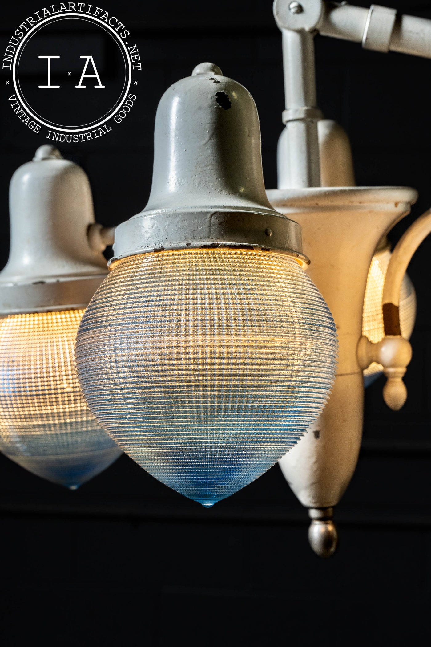 Antique Harry J. Bosworth Dental Lamp With Holophane Shades
