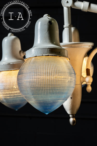 Antique Harry J. Bosworth Dental Lamp With Holophane Shades