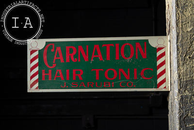 Vintage Carnation Hair Tonic Flange Sign