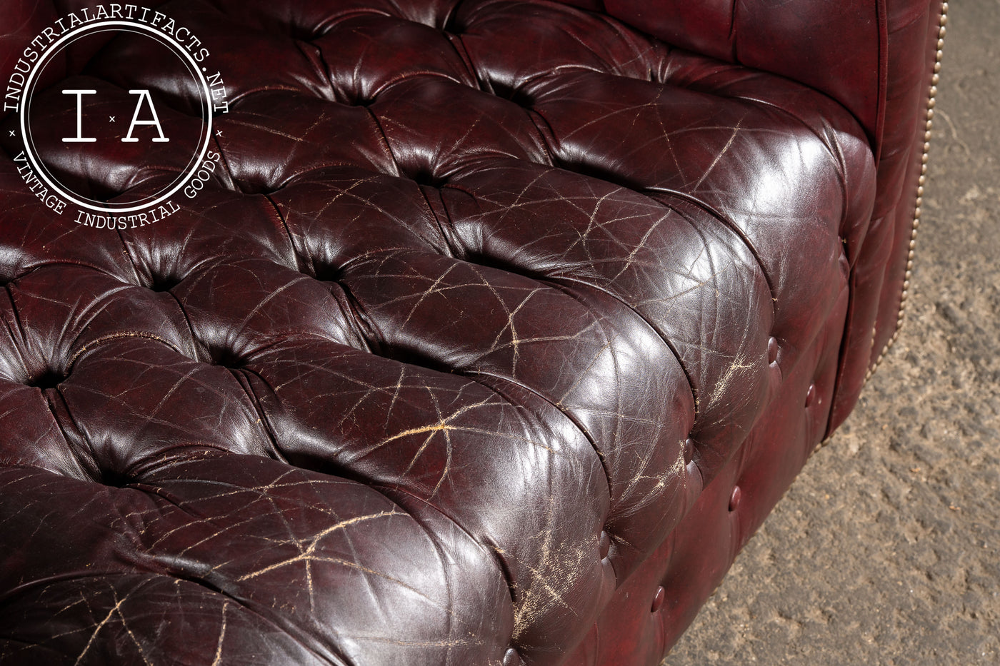 Tufted Leather Chesterfield Loveseat in Oxblood