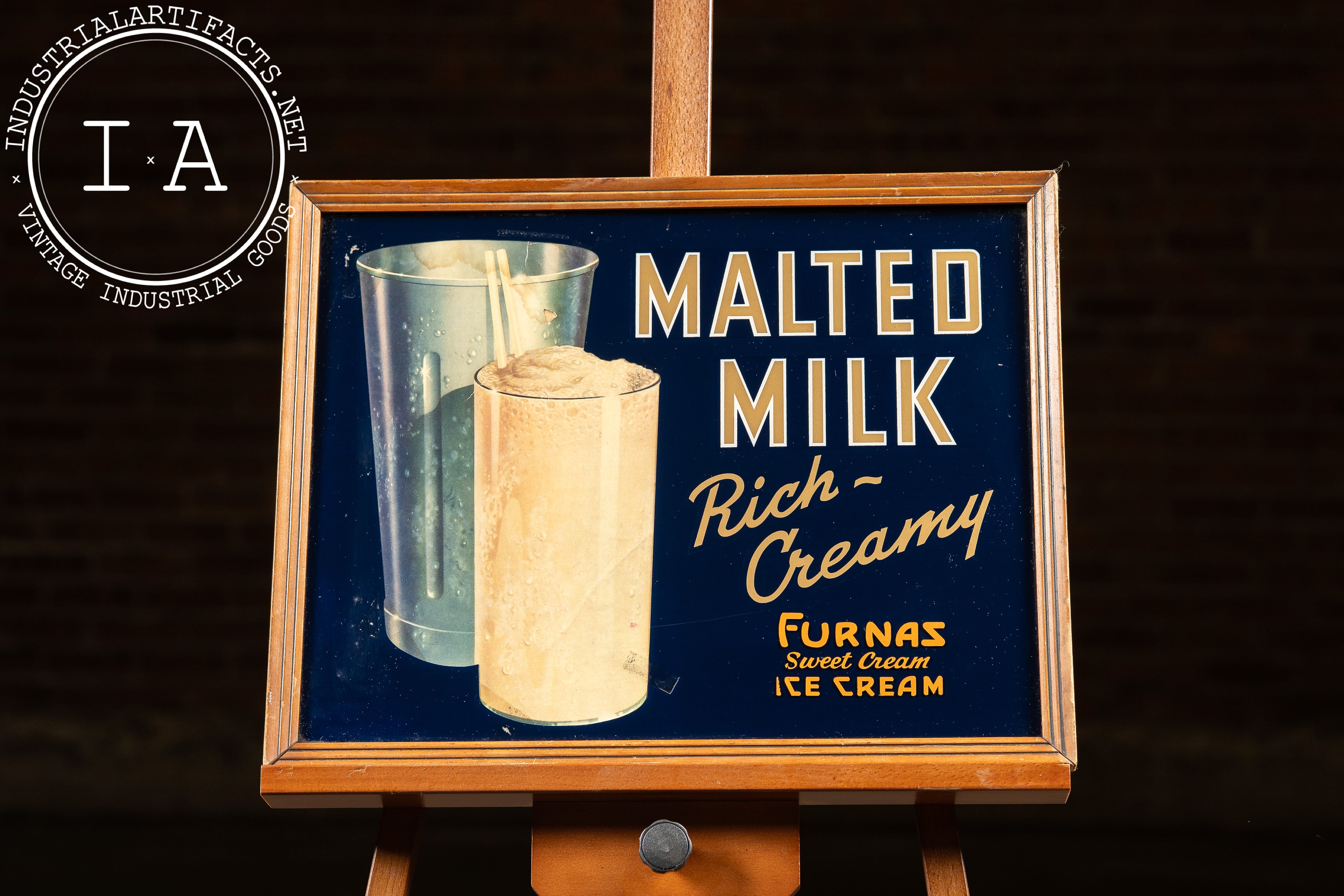 Vintage Furnas Ice Cream Co. Malted Milk Framed Cardstock Sign ...