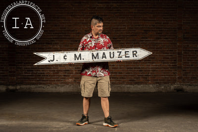 Antique J. & M. Mauzer Painted Wooden Directional Arrow Trade Sign