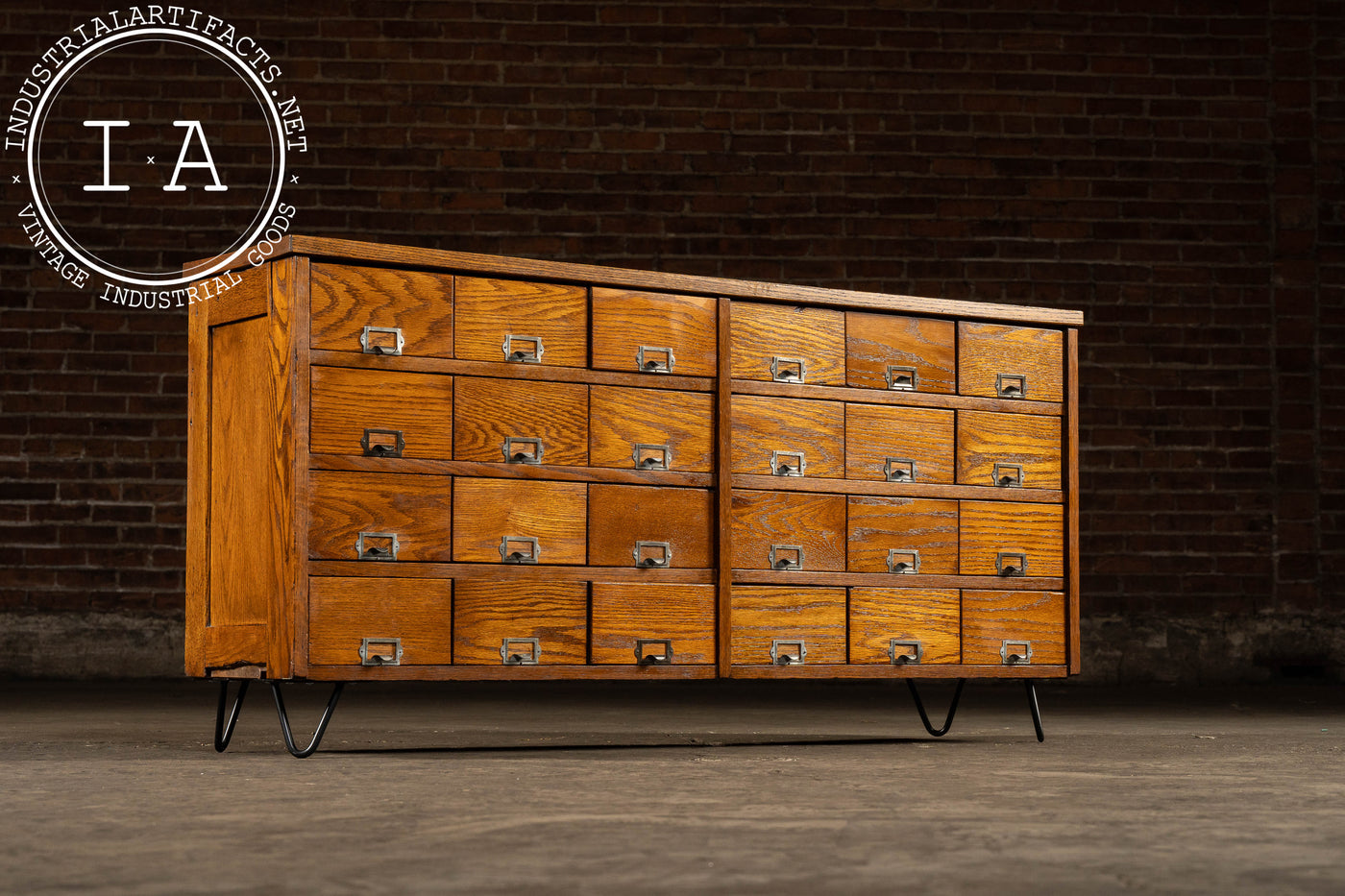 Vintage Oak 24-Drawer Apothecary