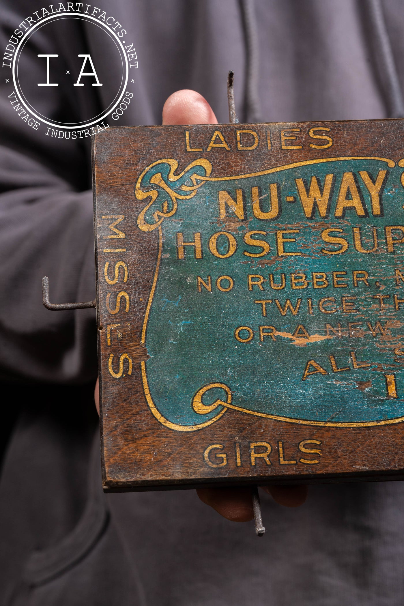 Antique Nu-Way Stretch Hosiery Display Sign