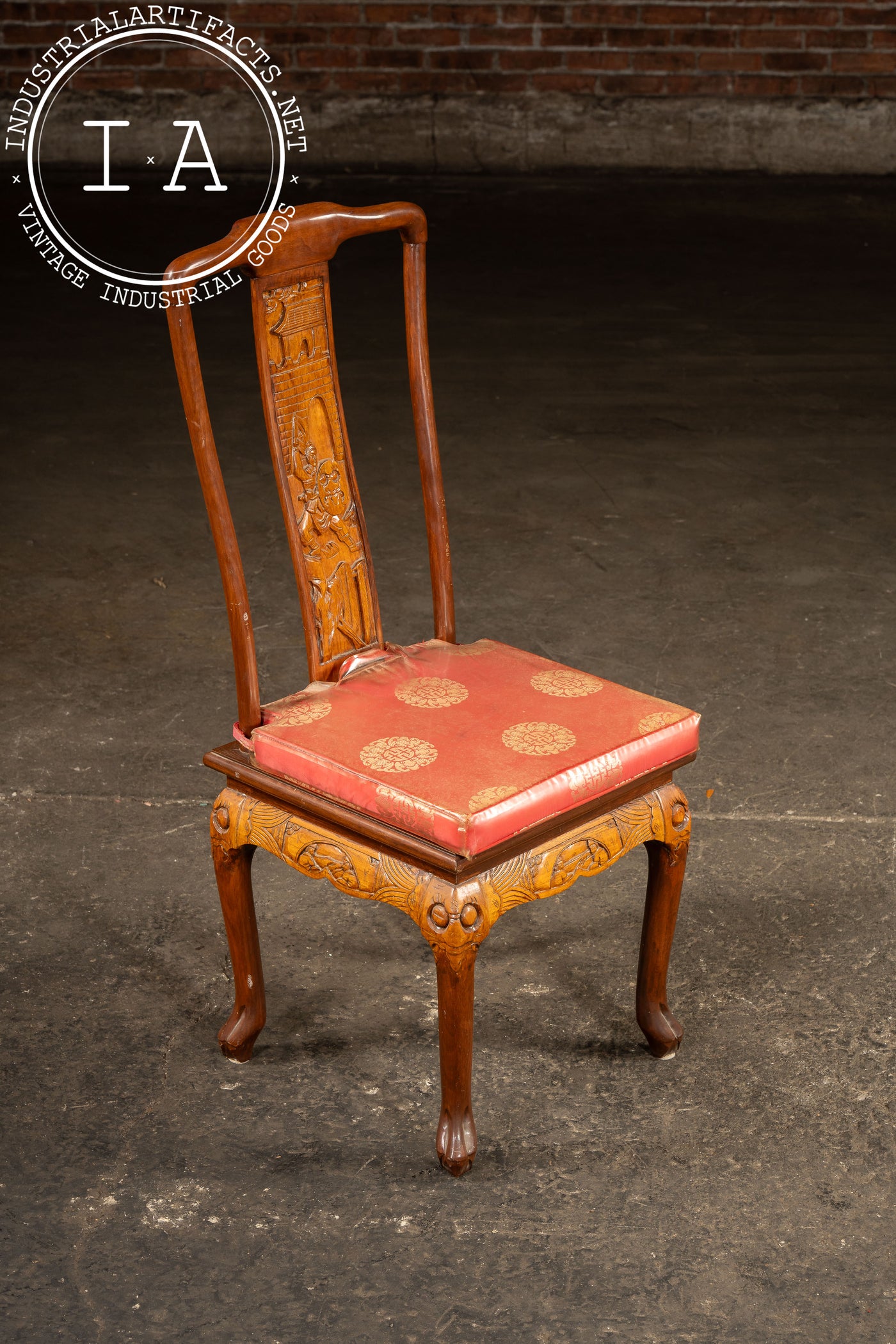 Antique Hand-Carved Chinese Scholar's Writing Desk and Chair Set