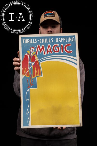 Vintage "Thrills Chills Baffling Magic" Cardstock Poster