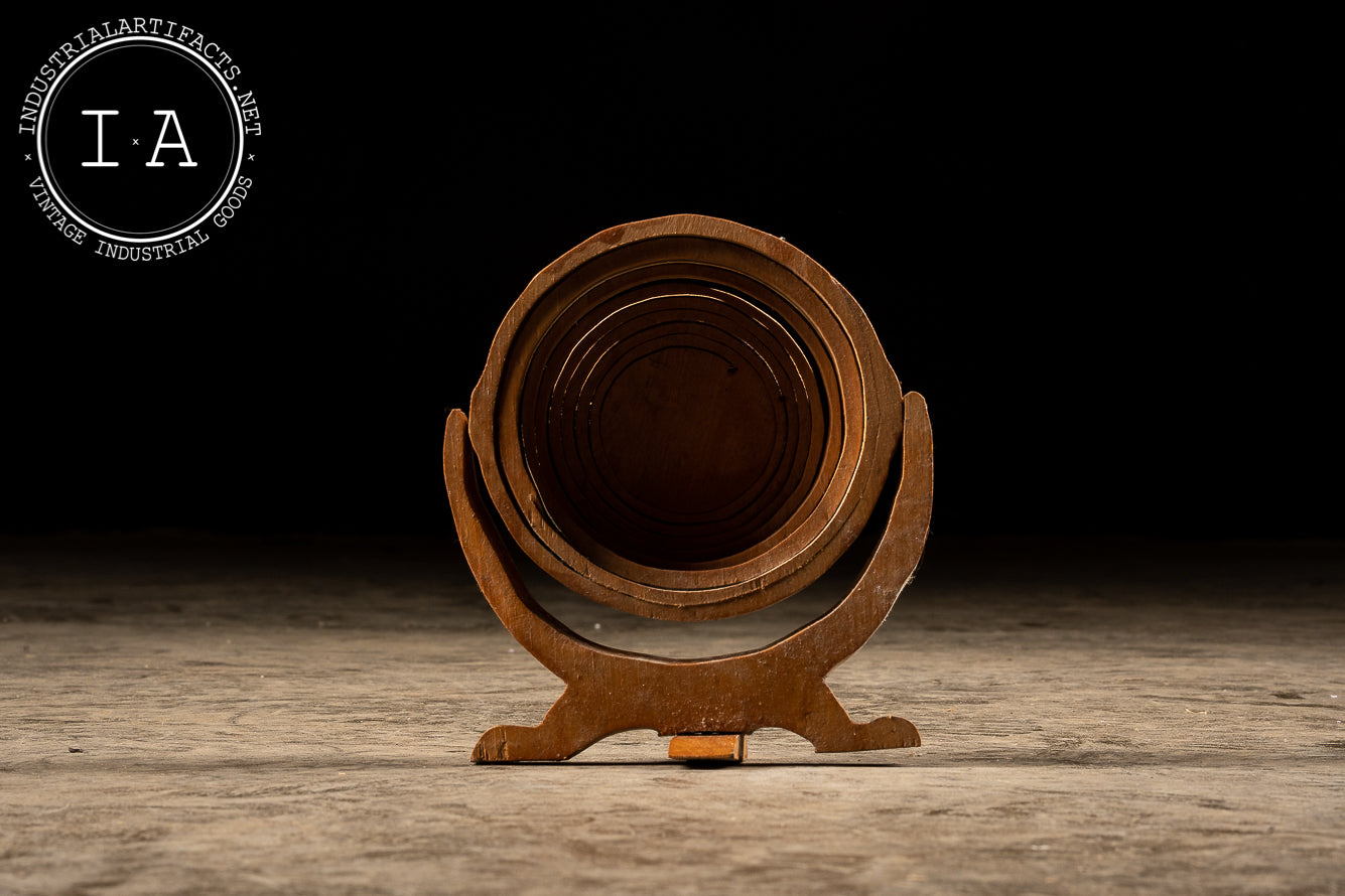Hand Carved Collapsible Wooden Bowl Folk Art