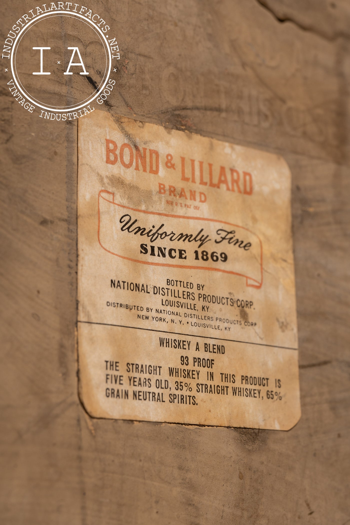 Vintage Bond & Lillard Whiskey Shipping Crate
