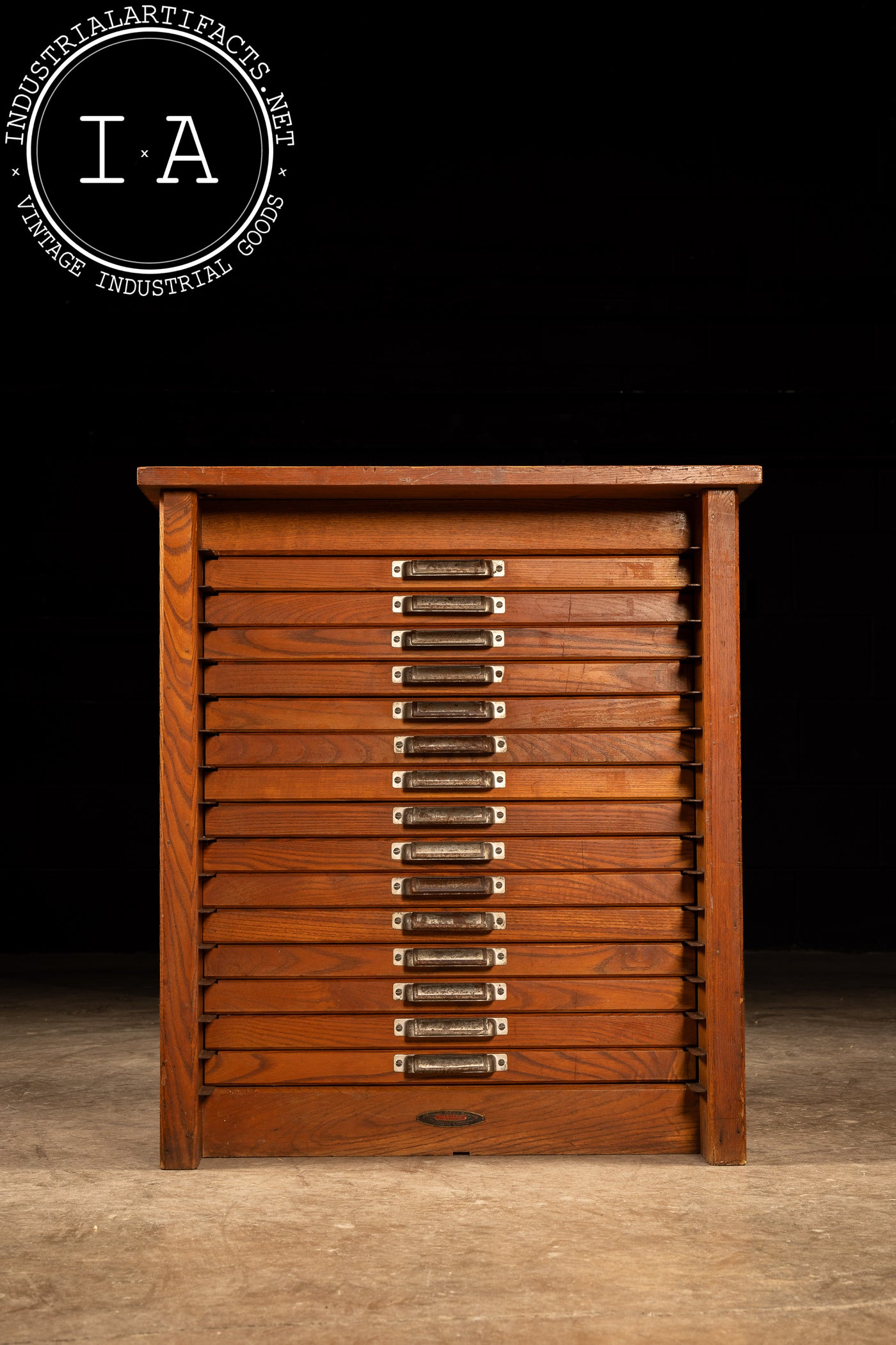 Antique Oak Printer's Cabinet with Presses