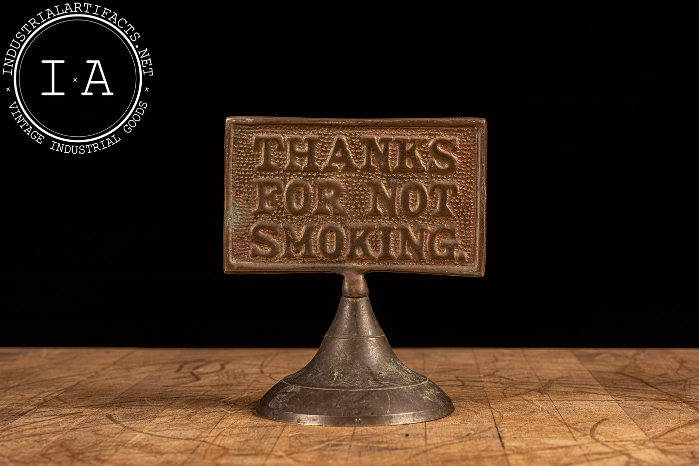 Thanks For Not Smoking Brass Reception Desk Sign