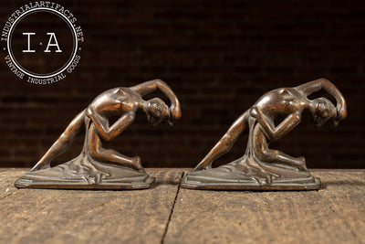 Pair of Vintage Cast Iron Figural Nude Art Deco Bookends