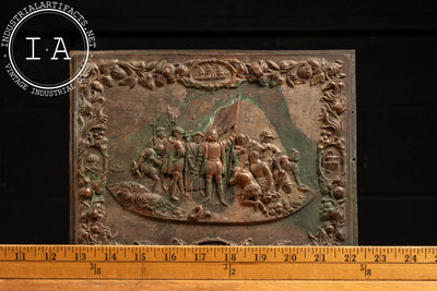 Landing Of Christopher Columbus | Antique Embossed Metal Plaque