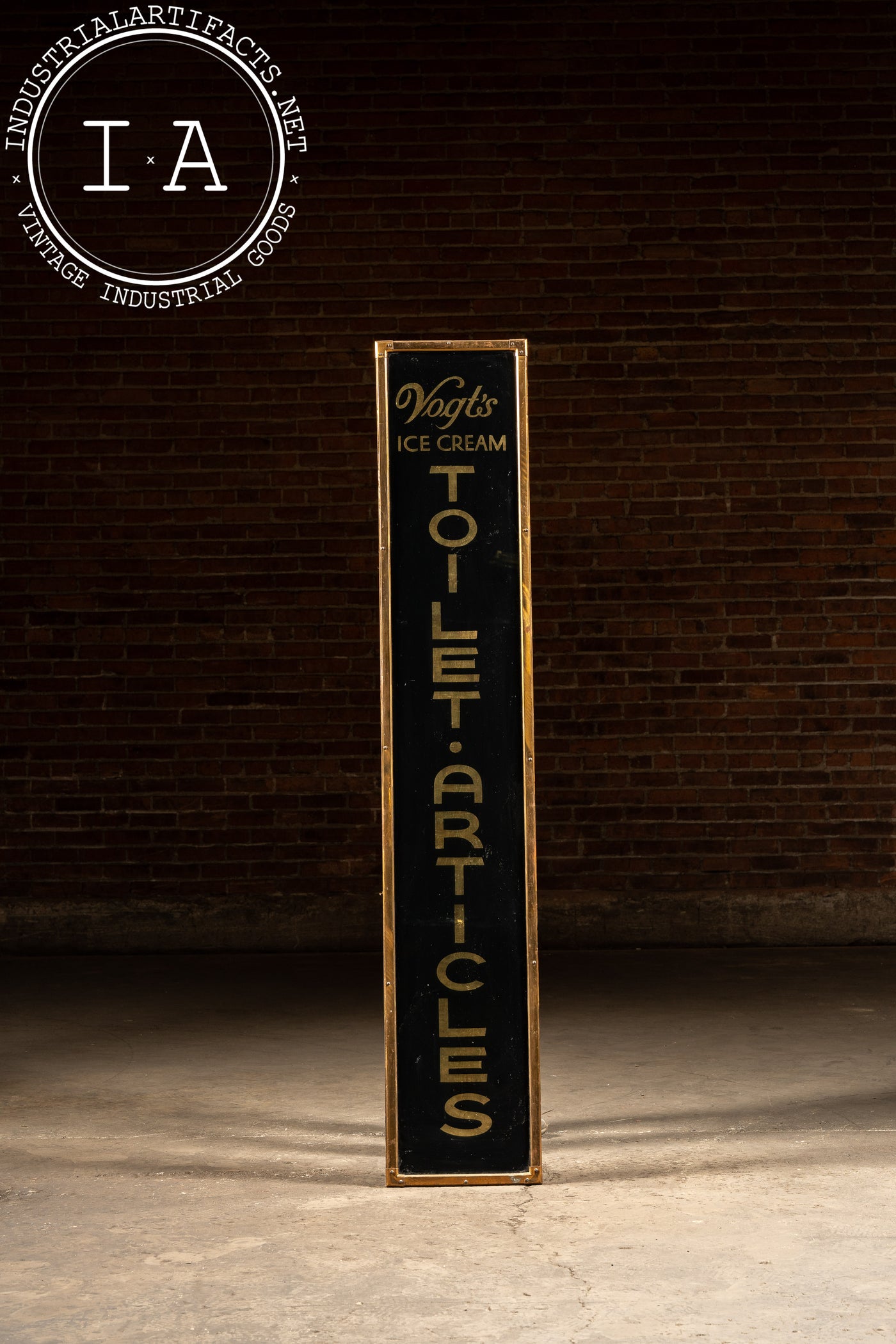 Early Gold Leaf Reverse On Glass Vogt's Ice Cream Sign