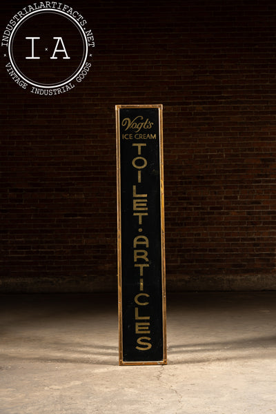 Early Gold Leaf Reverse On Glass Vogt's Ice Cream Sign