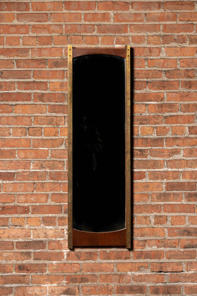 Antique Machine Age Brass and Wood Framed Mirror