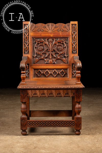 19th Century Carved Oak Fauteuil Wainscot Chair