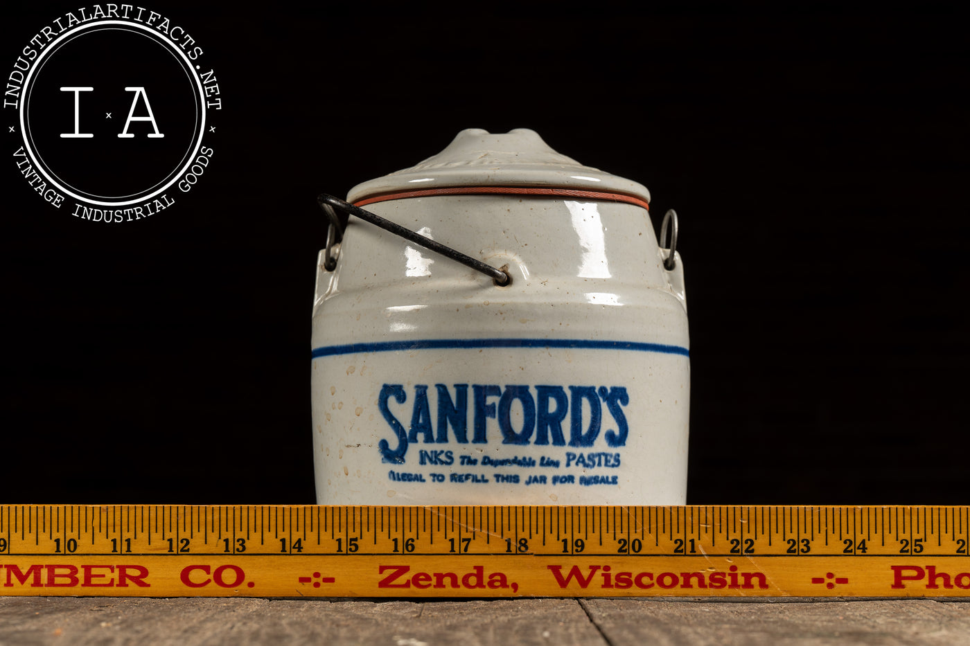 Early 20th Century Sanford's Ink and Pastes Crock