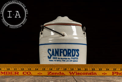 Early 20th Century Sanford's Ink and Pastes Crock
