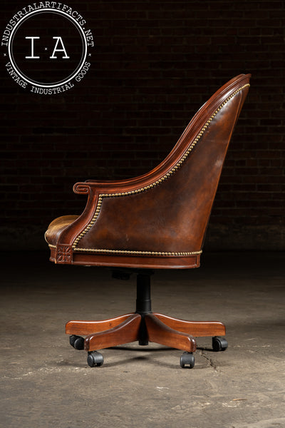 Contemporary Tufted Leather Rolling Executive Desk Chair
