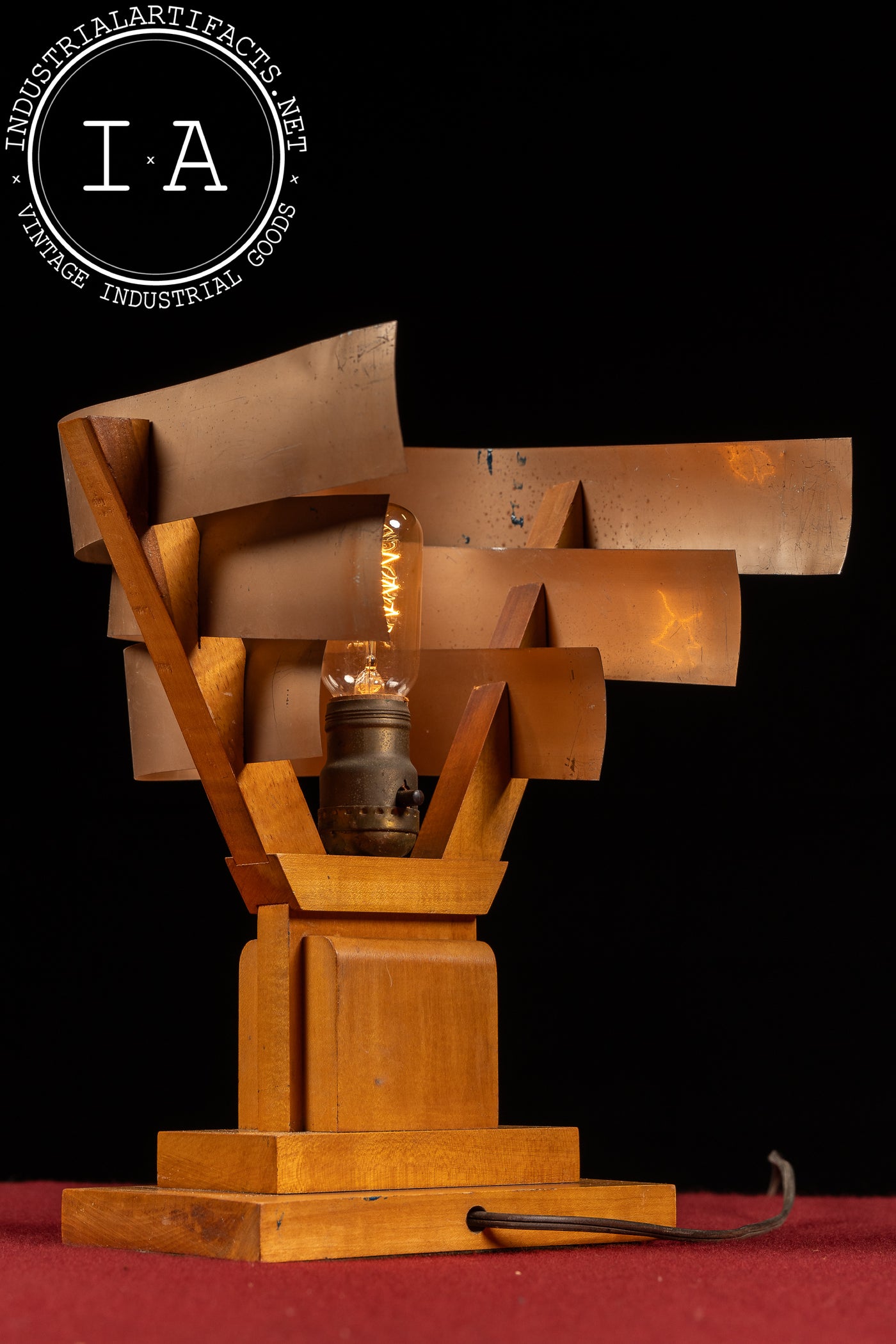 Vintage Streamline Modernist Tiered Copper Table Lamp